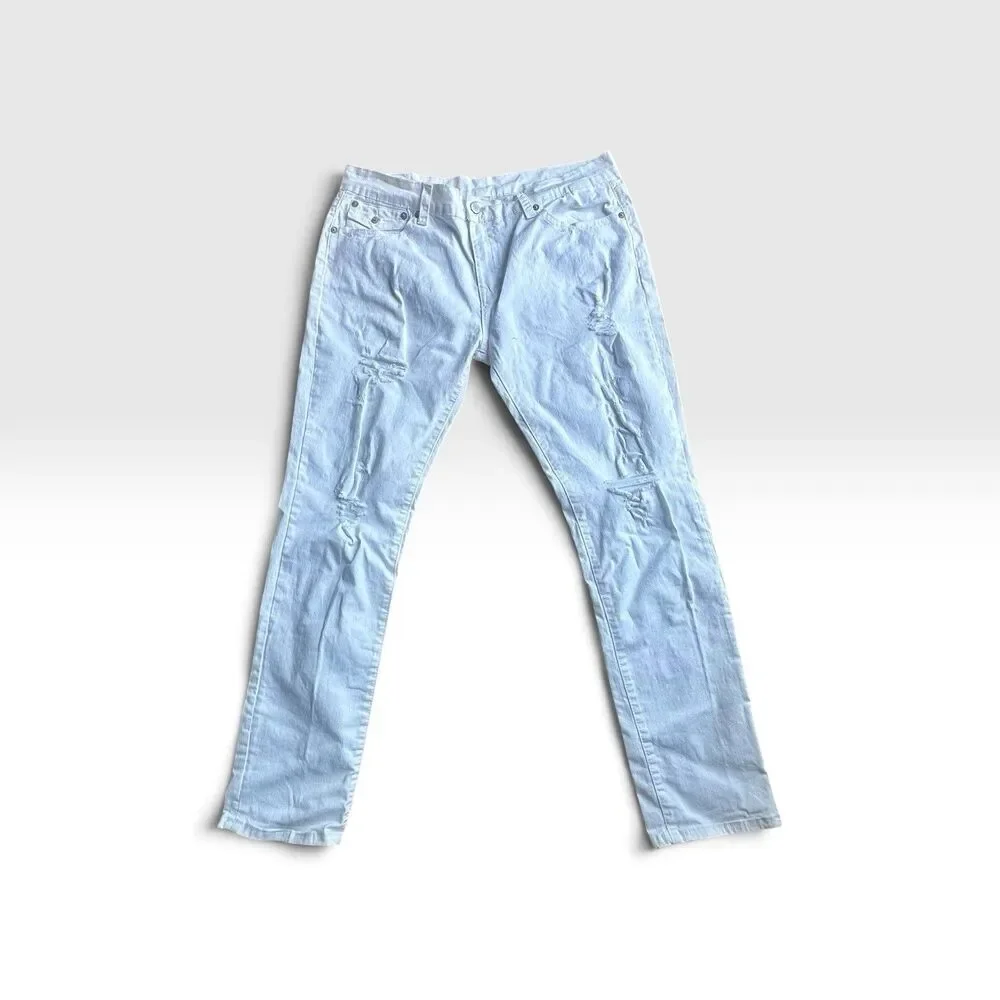 True Religion GENO Relaxed Slim Jeans Men’s 40x33 White Distressed
